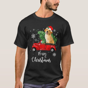 Red Truck Merry Christmas Tree Golden Retriever Ch T-Shirt