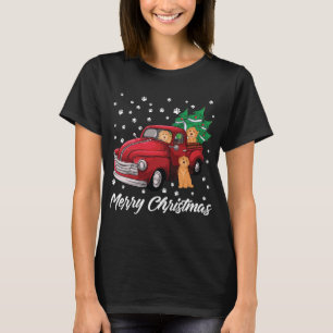 Red Truck Merry Christmas Tree Goldendoodle Christ T-Shirt