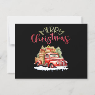 Red Truck Merry Christmas Tree Santa Cute Vintage Magnetic Invitation