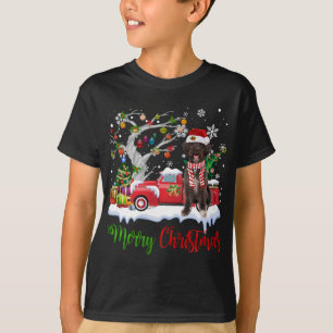 Red Truck Merry Christmas Tree Schnoodle Pajama T-Shirt