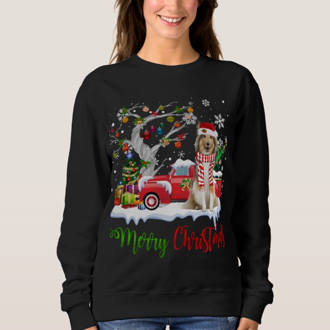 Red Truck Merry Christmas Tree Shetland Sheepdog P Sweatshirt (Front)