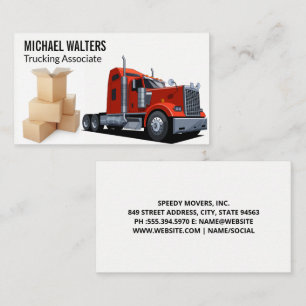 Red Truck Movers Boxes Business Card