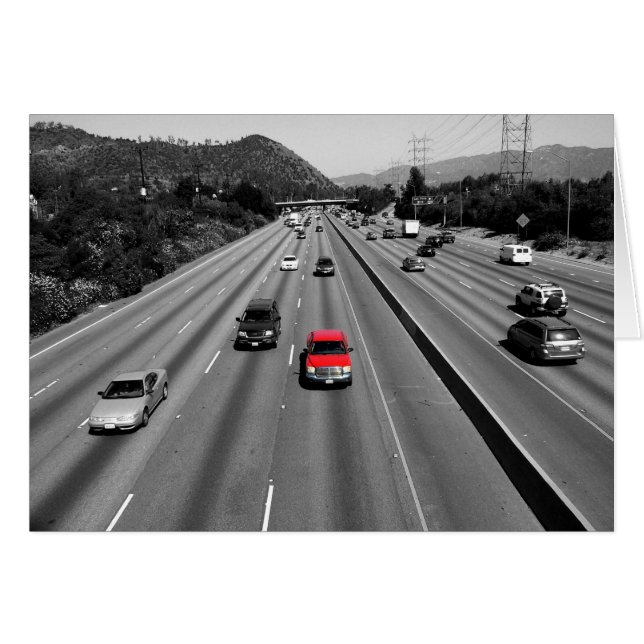 Red Truck On The Freeway (Front Horizontal)
