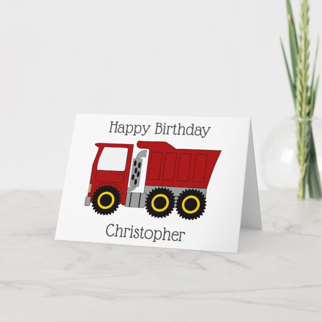 Red Truck Personalised Birthday Card (Front)