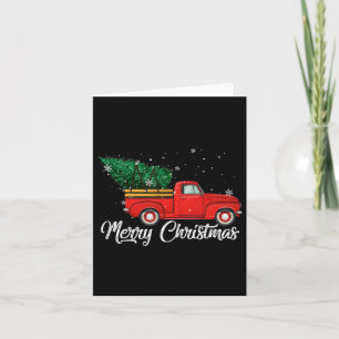 Red Truck Pick Up Christmas Tree Vintage Holiday Card