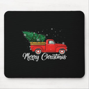 Red Truck Pick Up Christmas Tree Vintage Holiday Mouse Pad