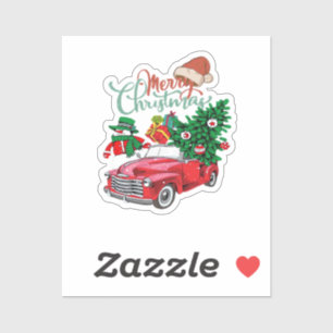 Red Truck Pickup Christmas Tree Merry Christmas Sn