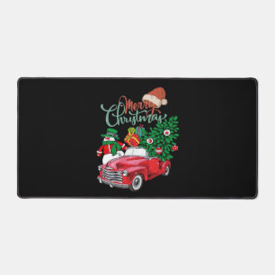 Red Truck Pickup Christmas Tree Merry Christmas Sn Desk Mat