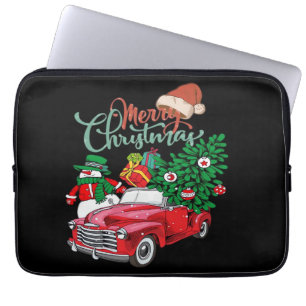 Red Truck Pickup Christmas Tree Merry Christmas Sn Laptop Sleeve