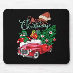 Red Truck Pickup Christmas Tree Merry Christmas Sn Mouse Pad