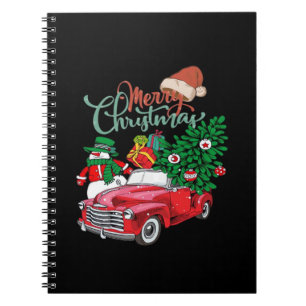Red Truck Pickup Christmas Tree Merry Christmas Sn Notebook