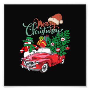 Red Truck Pickup Christmas Tree Merry Christmas Sn Photo Print