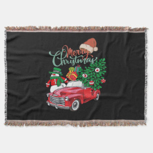 Red Truck Pickup Christmas Tree Merry Christmas Sn Throw Blanket