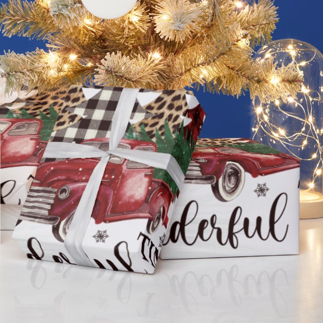 Red Truck,Pine Tree  Wrapping Paper (Holidays)