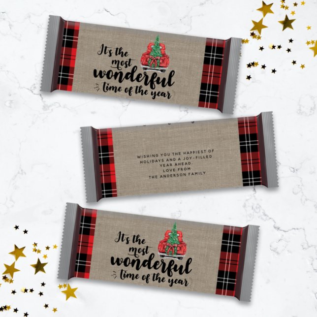 Red Truck Plaid Christmas Candy Bar Wrapper (Creator Uploaded)
