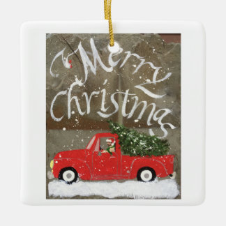 Red Truck Porcelain Ornament