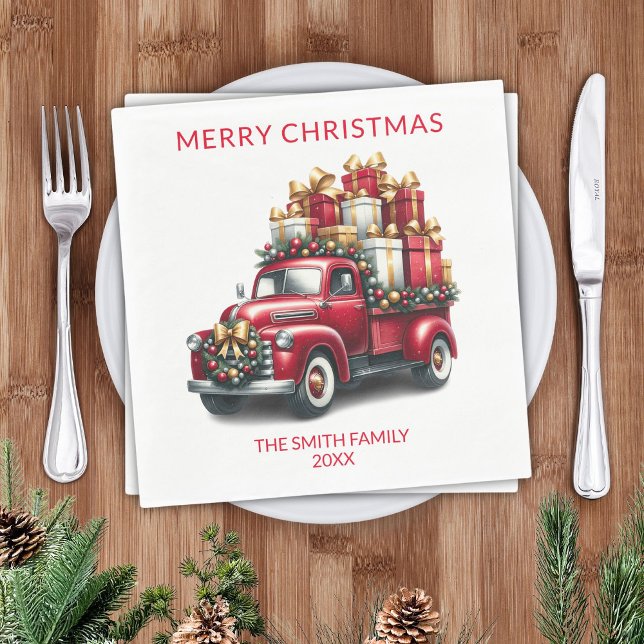 Red Truck Presents Party Napkin (Creator Uploaded)