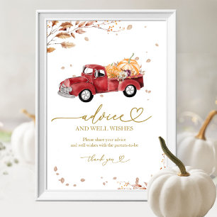 Red Truck Pumpkin Baby Shower Advice & Wishes Sig Poster