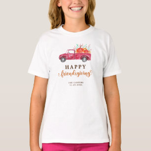 Red Truck Pumpkin Friendsgiving Fall Script Cute T-Shirt