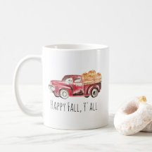 Red Truck Pumpkin Mug - "Happy Fall, Y'all"