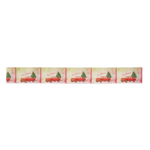 Red Truck Retro Vintage Merry Christmas Ribbon
