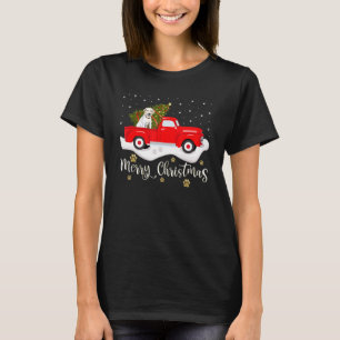 Red Truck Riding Labrador Retriever And Christmas T-Shirt