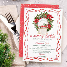 Red Truck Snow Globe Merry Little Baby Shower