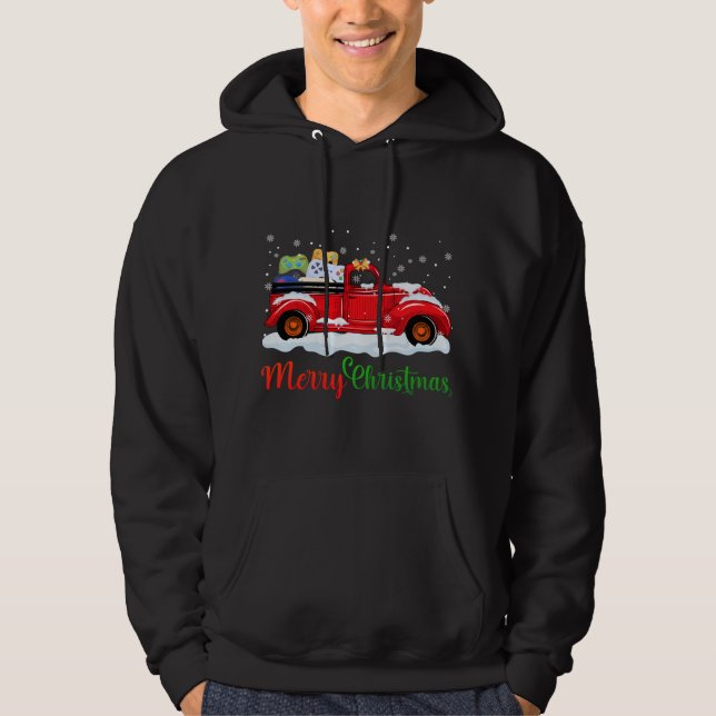 Red Truck Video Game Controllers Merry Christmas M Hoodie (Front)