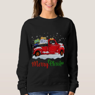 Red Truck Video Game Controllers Merry Christmas M Sweatshirt