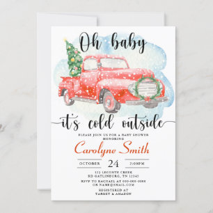 Red Truck Winter Baby Shower Invitation