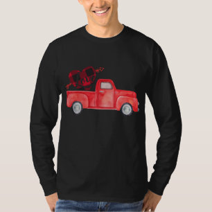 Red truck with buffalo plaid heart arrow love Vale T-Shirt