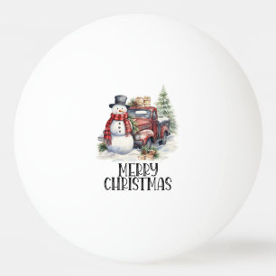 Red truck with Christmas Tree for Ping pong player Ball