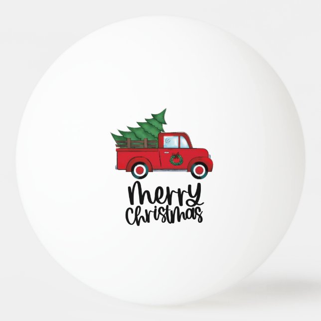 Red truck with Christmas Tree for Ping pong player Ping Pong Ball (Front)