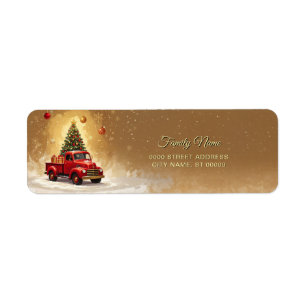 Red Truck with Christmas Tree Return Address Label