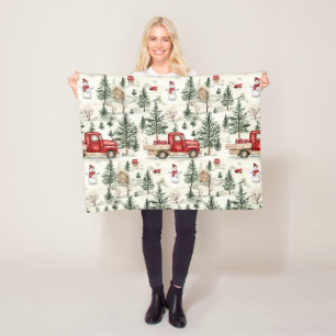 Red Truck with Gifts and Snowman Baby Fleece Blanket
