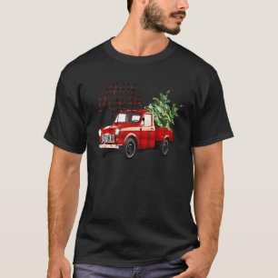 Red Truck With Merry Christmas Tree Vintage Xmas T-Shirt