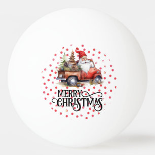 Red truck with Santa Claus and Christmas Tree Ping Pong Ball