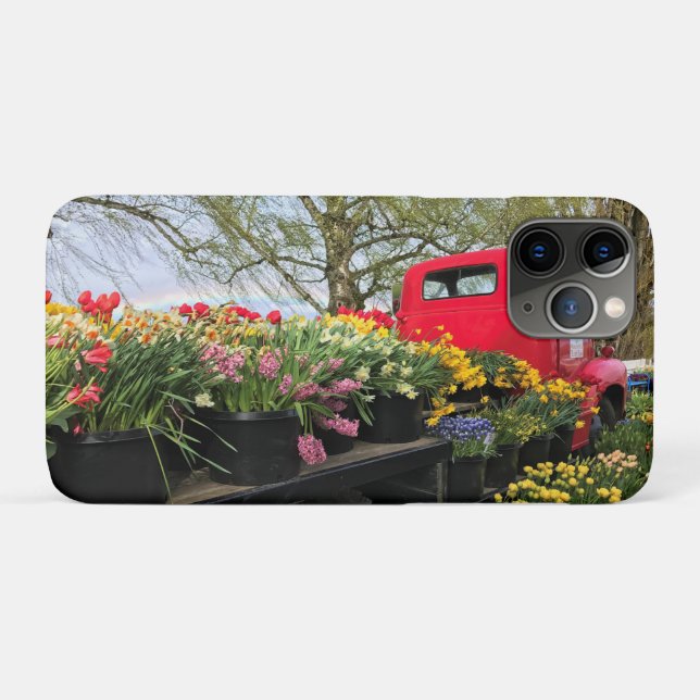Red Truck with Spring Flowers & Rainbow Case-Mate iPhone Case (Back (Horizontal))