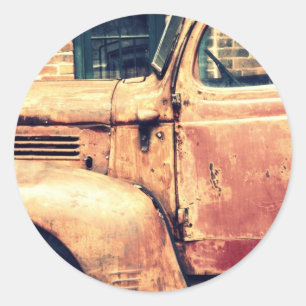 Red Truck Wreck Classic Round Sticker
