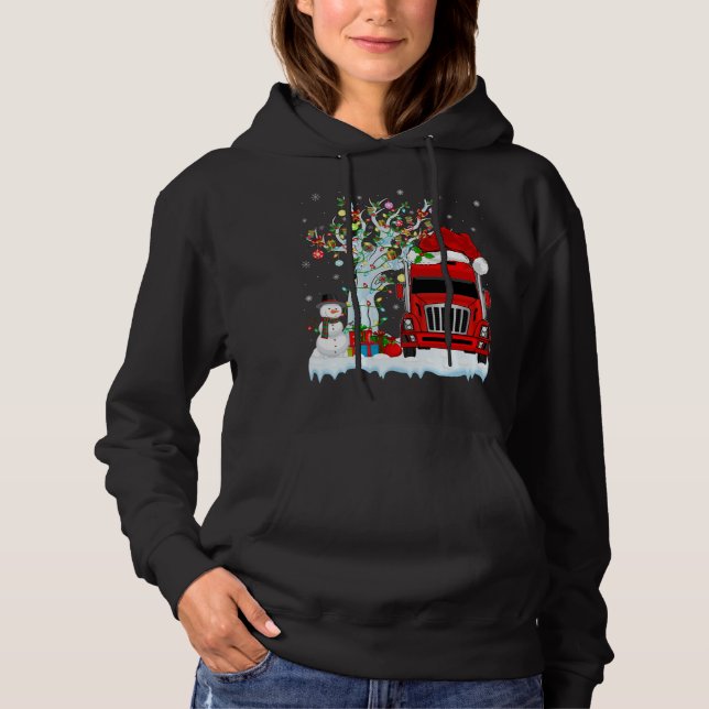 Red Truck Xmas Tree Lighting Santa Hat Red Truck C Hoodie (Front)