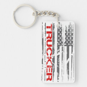 Red Trucker Flag Key Ring