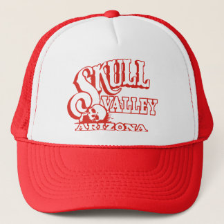 Red Trucker Hat w/ Red Skull Valley, Arizona Logo