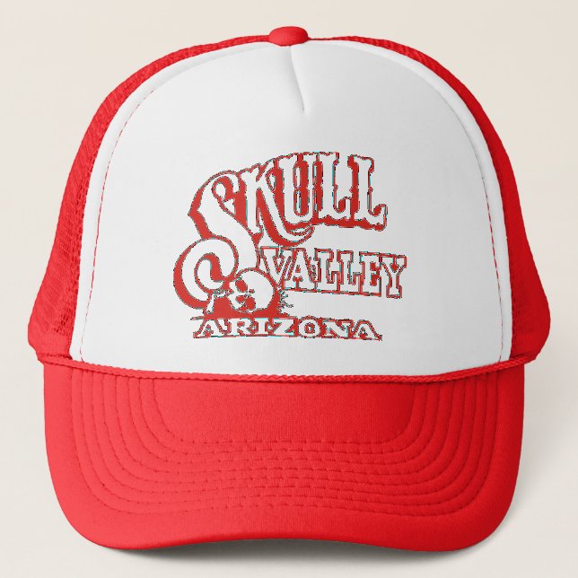 Red Trucker Hat w/ Red Skull Valley, Arizona Logo (Front)