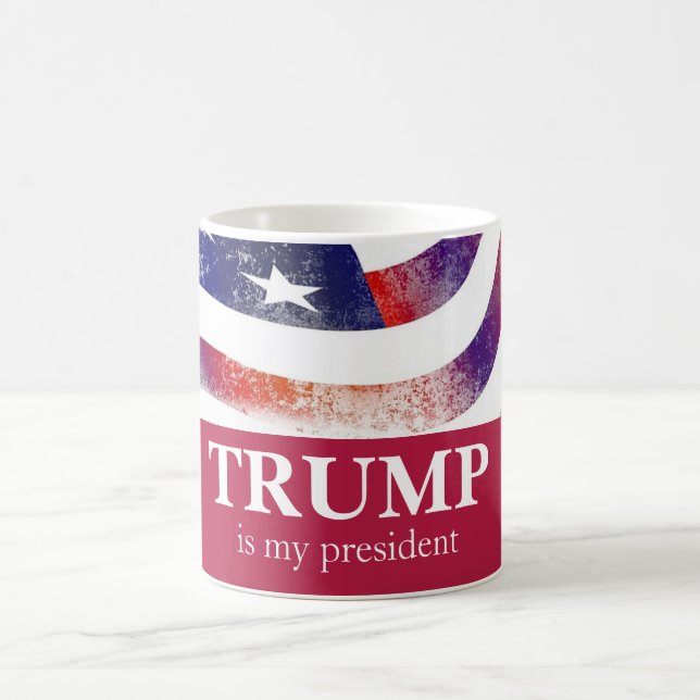 Red Trump Faded American Flag Coffee Mug (Center)