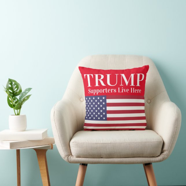 Red Trump Supporters Live Here American Flag Cushion (Chair)