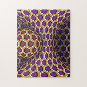 Red Tube and Sphere Optical Illusion Challenging Jigsaw Puzzle