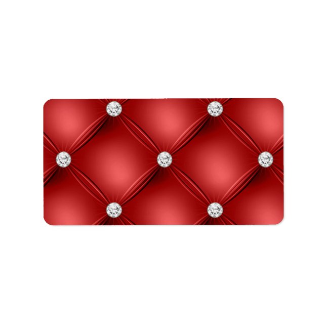 Red Tufted Small Square Decorative Pattern Label (Front)