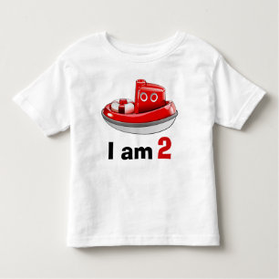 Red Tugboat Birthday Age 2 Toddler T-Shirt