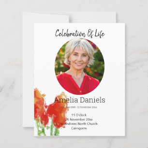 Red tulip Celebration of Life Card