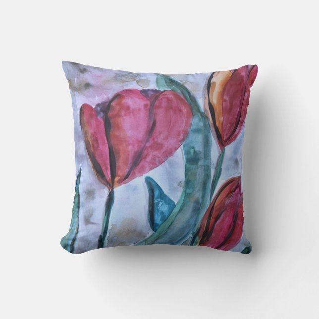 Red Tulip Designer Pillow (Front)